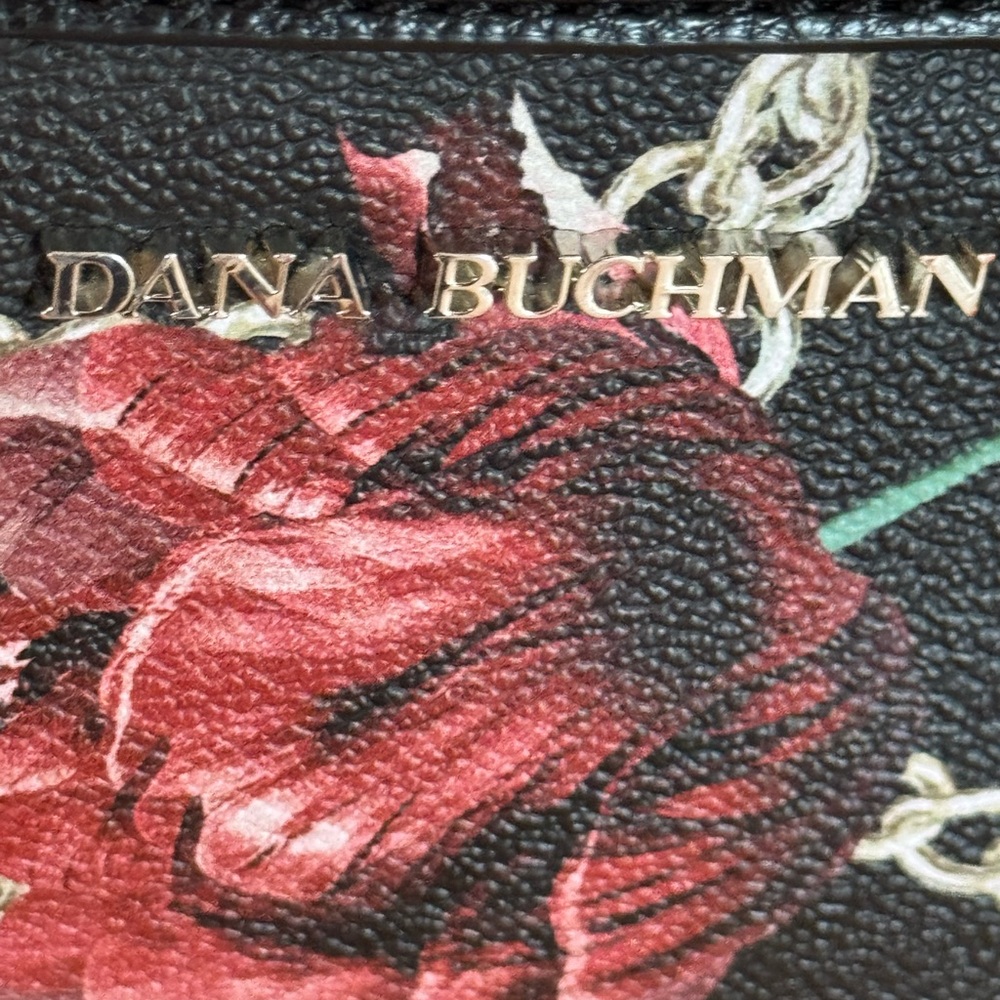 Dana Buchman Black & Red Floral Crossbody Handbag with Chain Strap - Picture 10 of 14